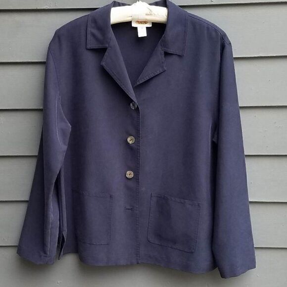 Talbots Navy 3 Button Blazer Size Medium - Picture 1 of 8